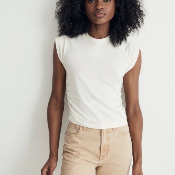 Madewell XXS Side-Cinch Muscle Tee Ivory Off White - Picture 1 of 8